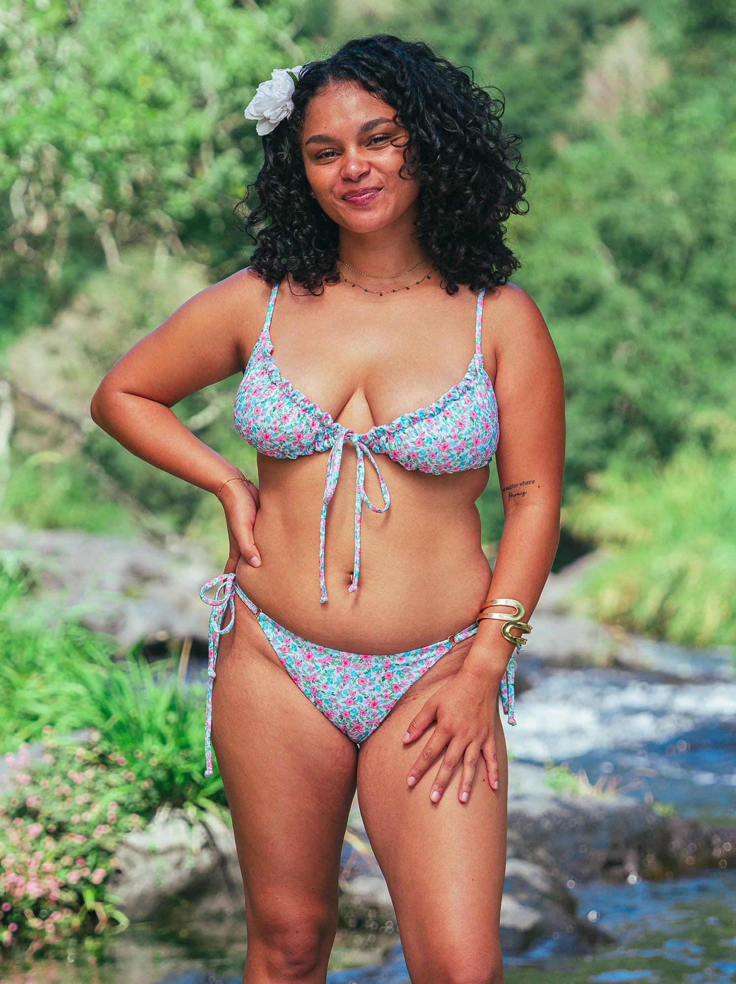 Haut de maillot de bain femme Solaya motif Jardin Fleuri - vue face - Hoalulu