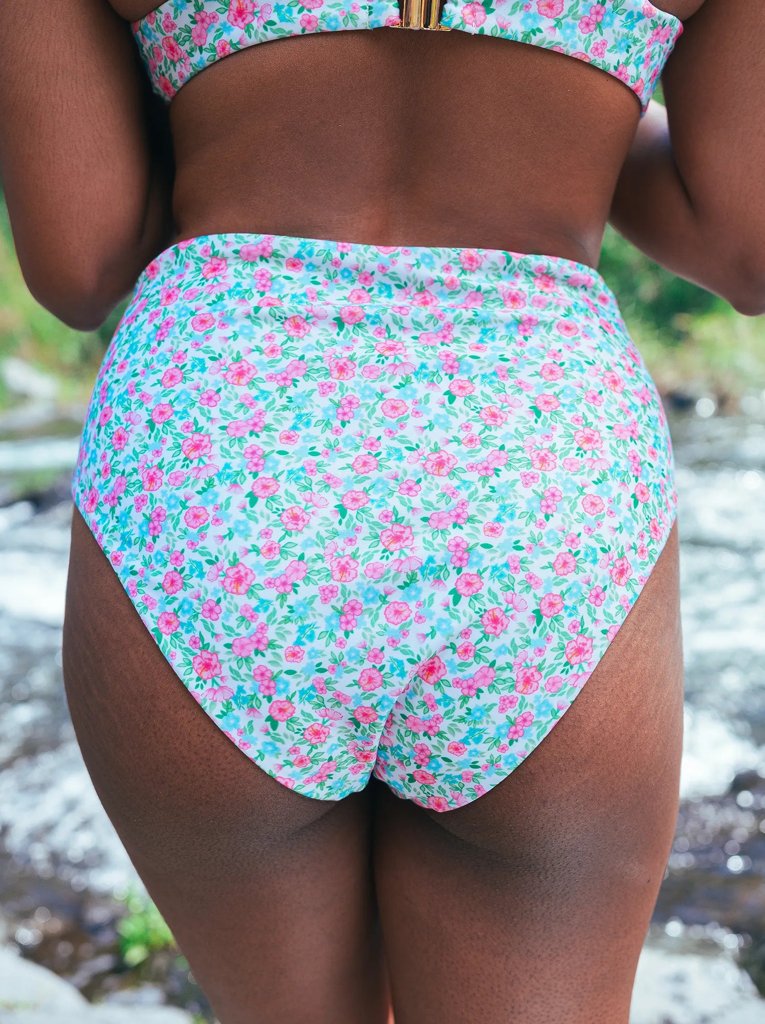 Bas de maillot de bain femme Tiare motif Jardin Fleuri - vue dos - Hoalulu