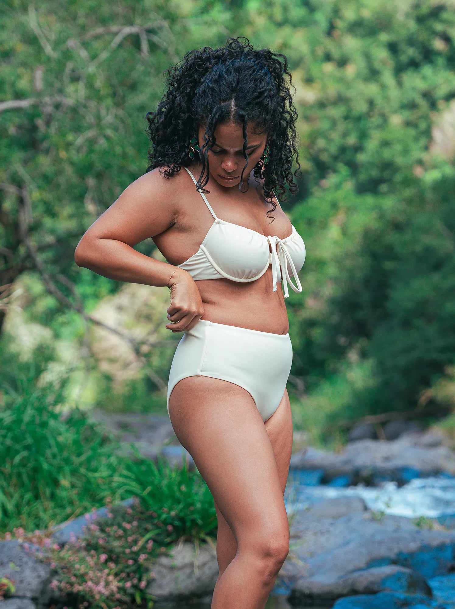 Bas de maillot de bain femme Tiare motif Perle des sables - 3/4 - Hoalulu