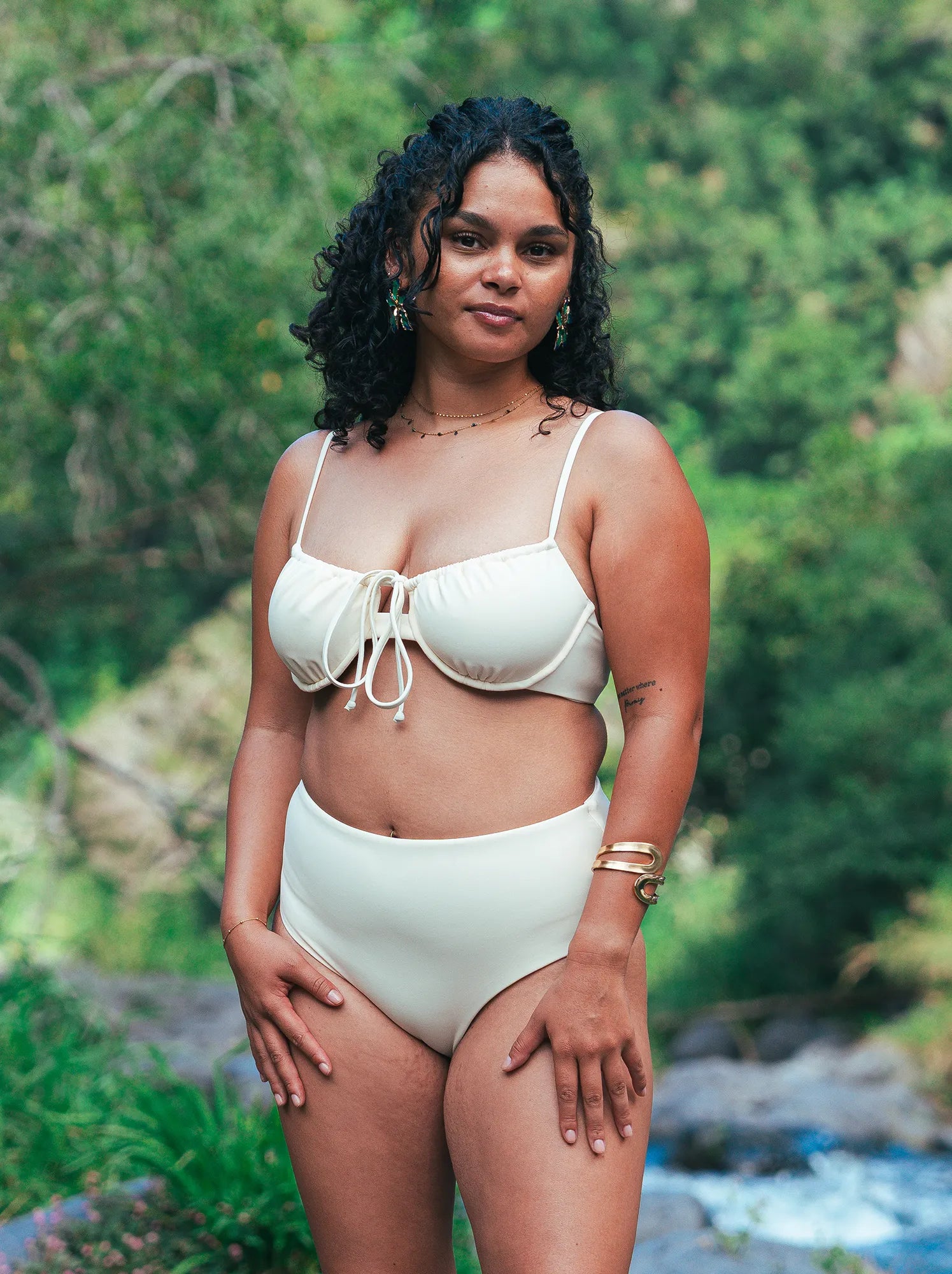 Haut de maillot de bain femme Tiare motif Perle des sables - vue face - Hoalulu