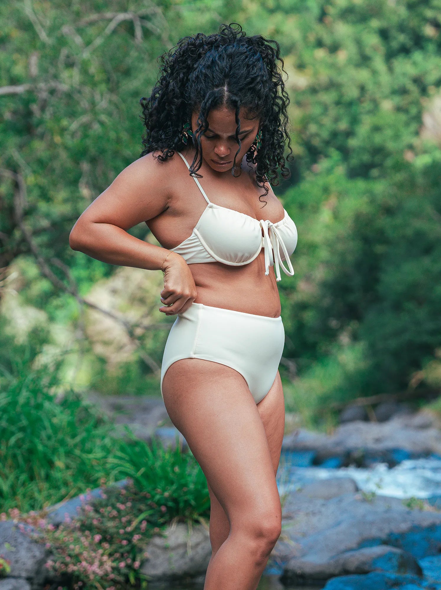 Haut de maillot de bain femme Tiare motif Perle des sables - 3/4 - Hoalulu