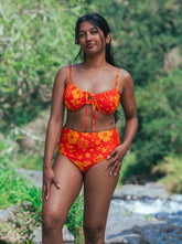 Haut de maillot de bain femme Tiare motif Soleil d'Hibiscus - vue face - Hoalulu