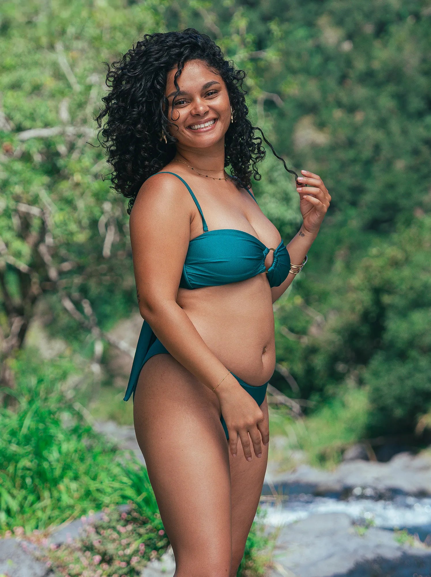 Haut de maillot de bain femme Nohea motif Lagon Profond - 3/4 - Hoalulu