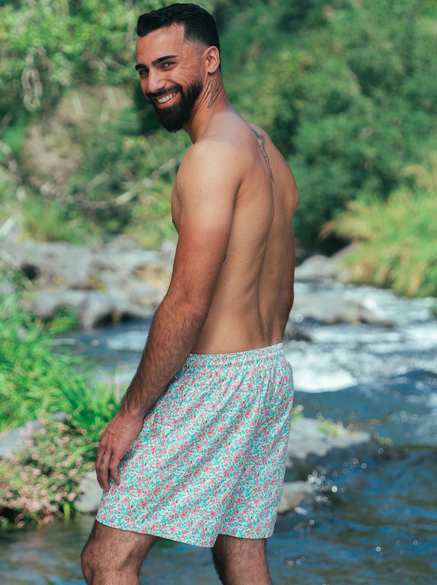 Short homme motif Jardin Fleuri - 3/4 dos - Hoalulu