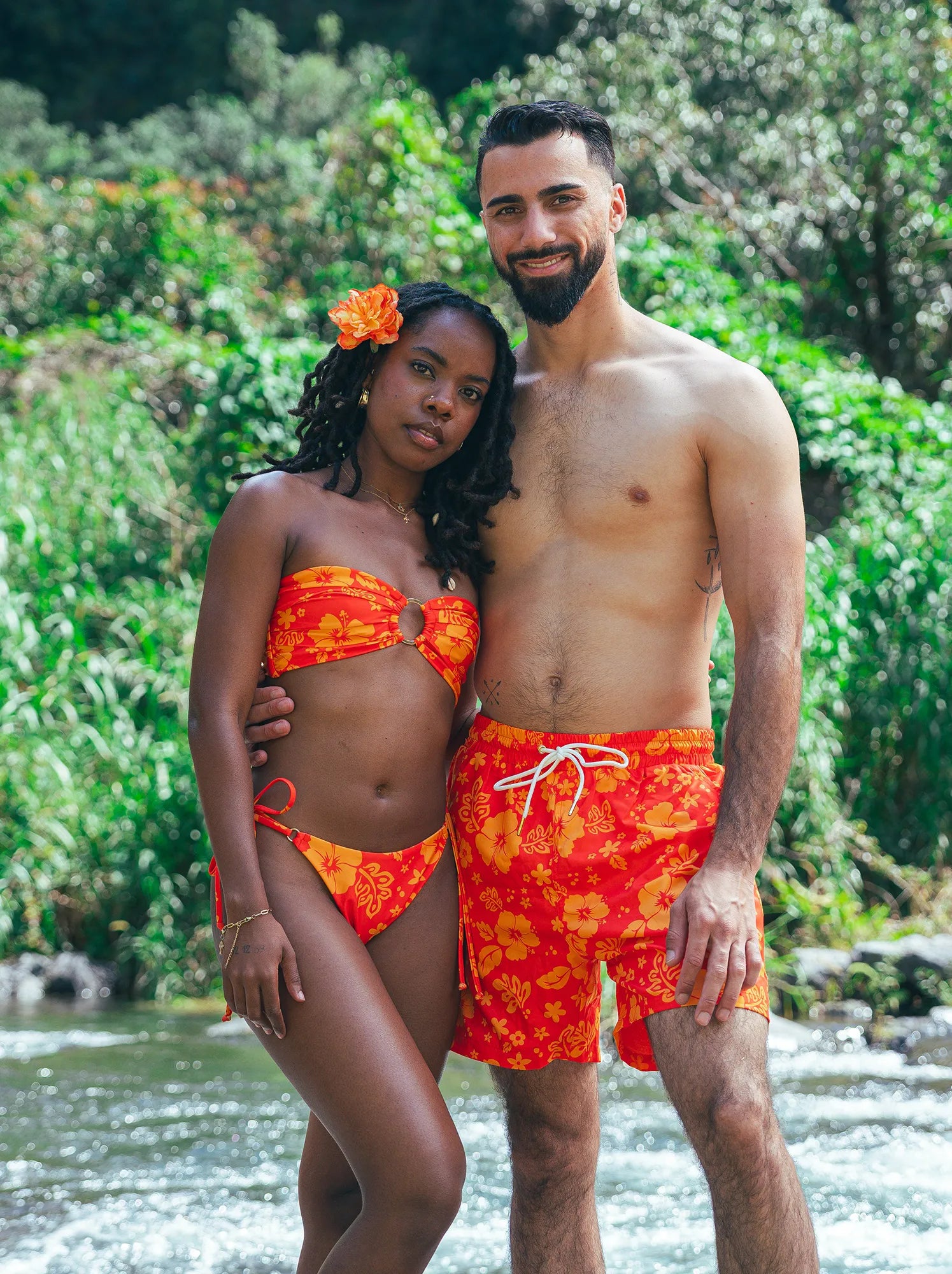 Short homme motif Soleil d'Hibiscus - matching couple - Hoalulu